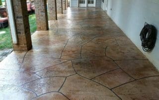 stamped concrete floor brown staining