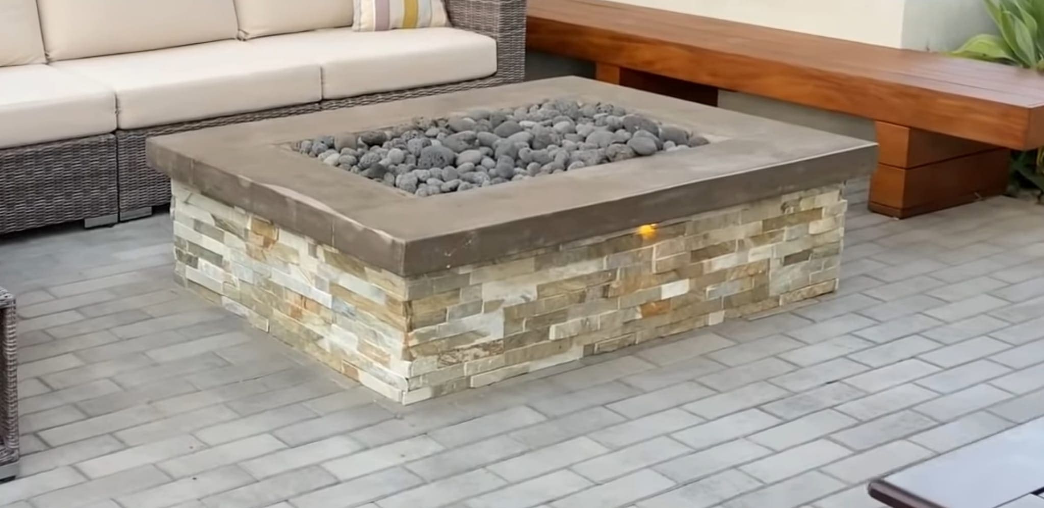 San Diego Outdoor Kitchen and BBQ Installation: fire pit natural stone